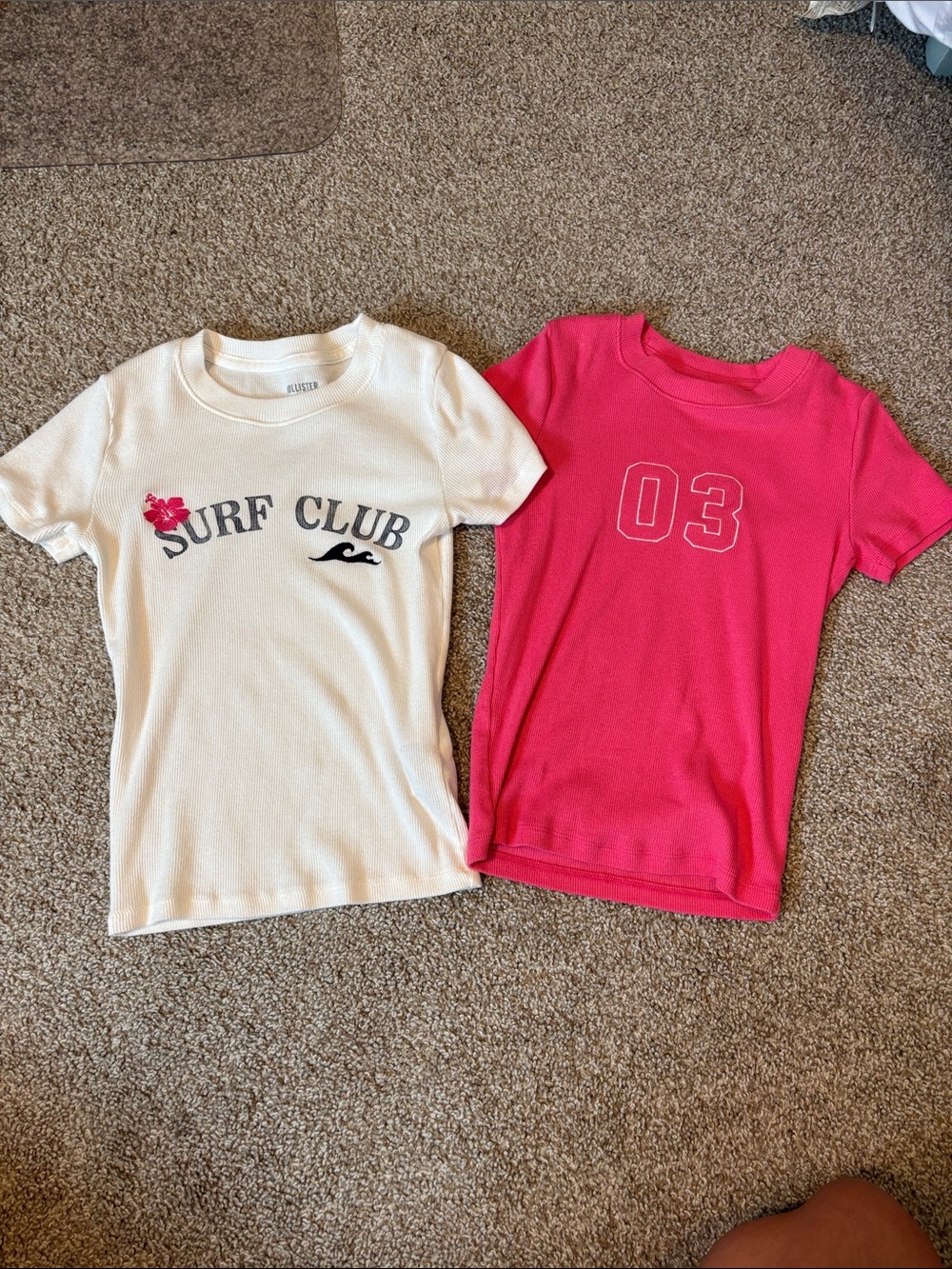 Two Hollister Fitted Ribbed Baby Tees